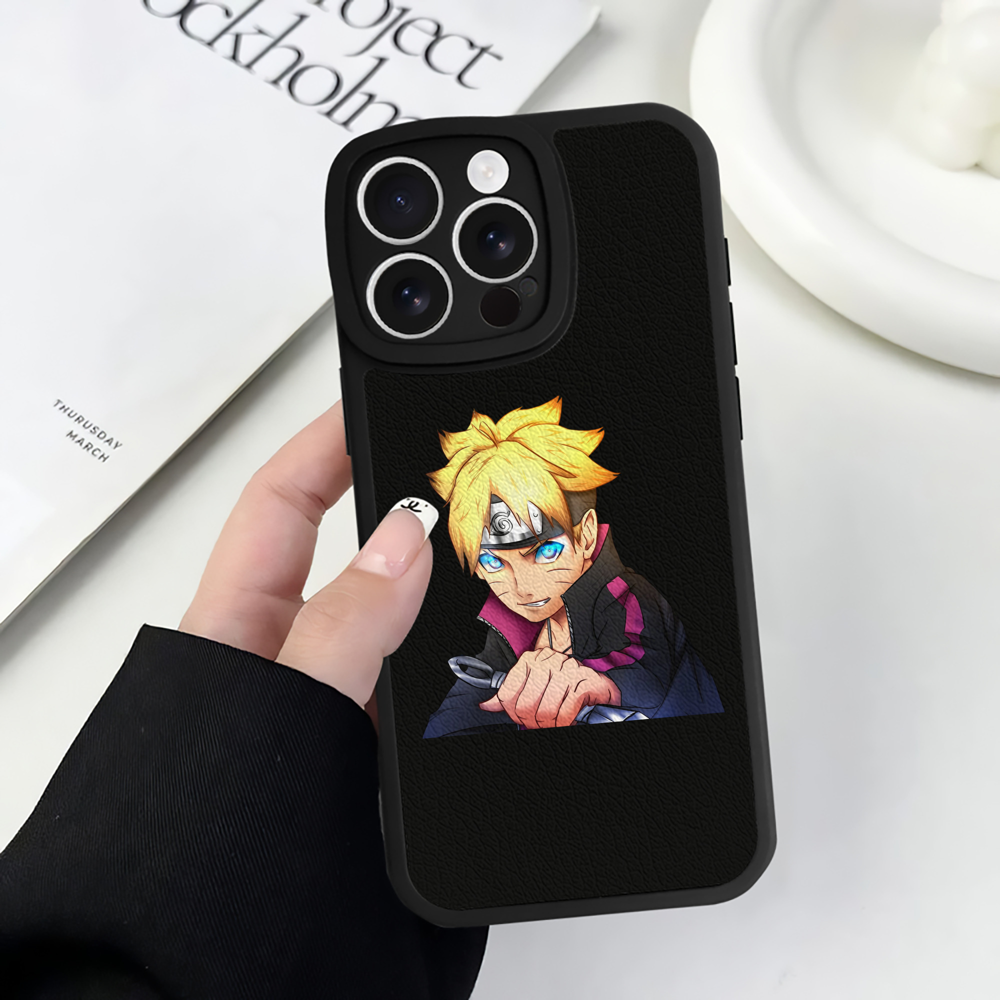 （画像用） NARUTO -ナルト- うずまき ボルト Uzumaki Boruto 【iPhone 16シリーズ対応】シリコンスマホケース（レザー調） 材質：シリコン